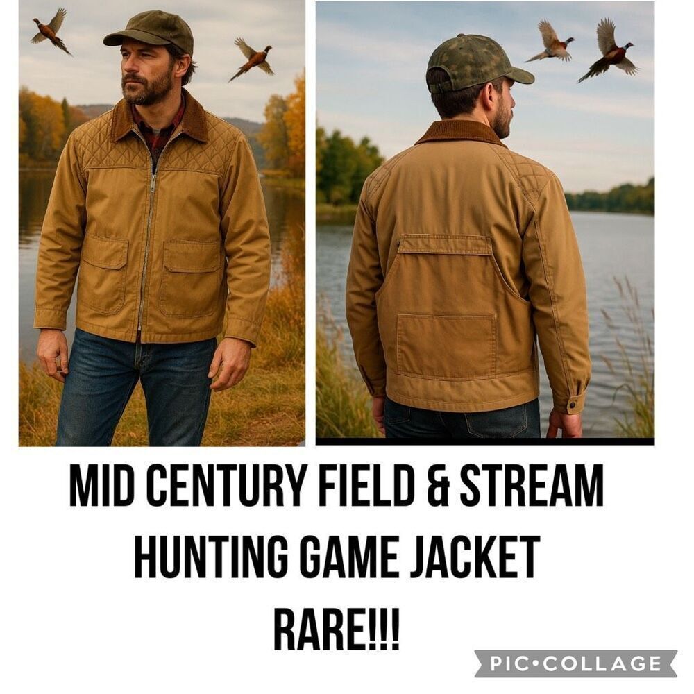 Field & Fireside Vintage Men’s Hunting Jacket Tan Quilted 1960’s Large-RARE